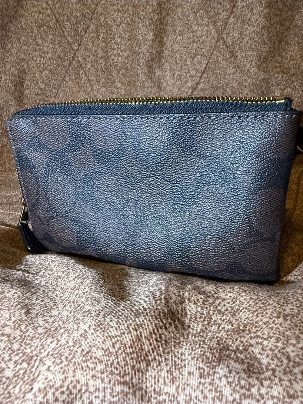 Coach Black Signature Wristlet with Gold Logo